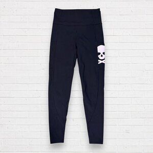 SOUL Soulcyle Lululemon Black Pink Skull Leggings Athletic Yoga XS